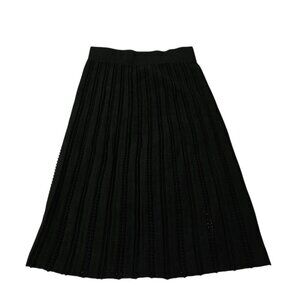 Icicle‎ Midi Skirt Womens 4 Black Pleated Wool Knit A-Line Elastic Waist